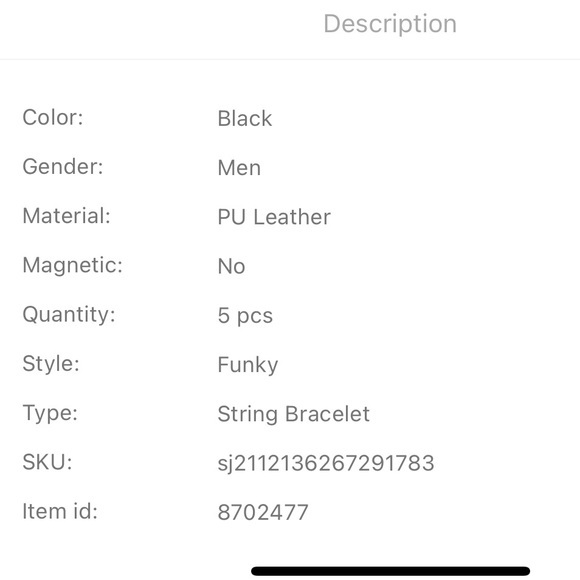 5 pcs Men Skull Black Faux Leather Bracelet Set - Picture 6 of 6